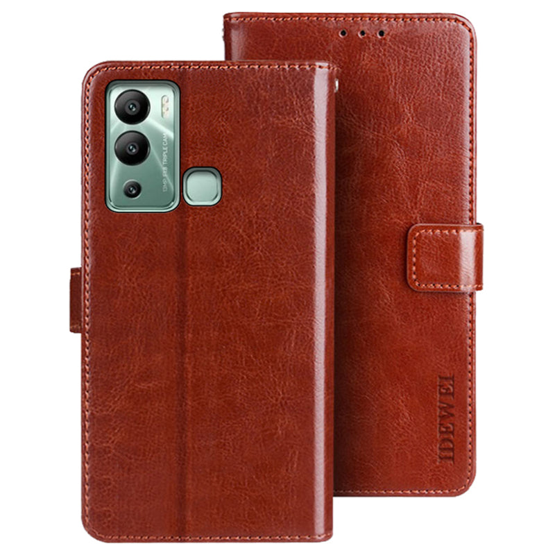 IDEWEI For Infinix Hot 12i 4G Book Style PU Leather Flip Phone Cover Protective Case Stand Feature Crazy Horse Texture Wallet Shell IDEWEI For Infinix Hot 12i 4G Book Style PU Leather Flip Phone Cover Protective Case Stand Feature Crazy Horse Texture Wallet Shell